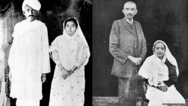 Mahatma Gandhi with his wife