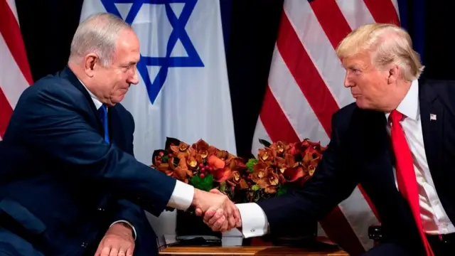 இஸ்ரேல் பிரதமர் பெஞ்சமின் நெதன்யாகு மற்றும் டிரம்ப்