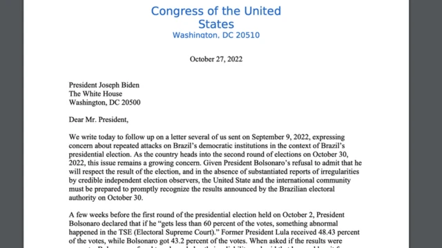 Em carta, congressistas dizem que "os EUA e a comunidade internacional devem estar preparados para reconhecer prontamente os resultados anunciadosdanilo pereira apostador30danilo pereira apostadoroutubro"