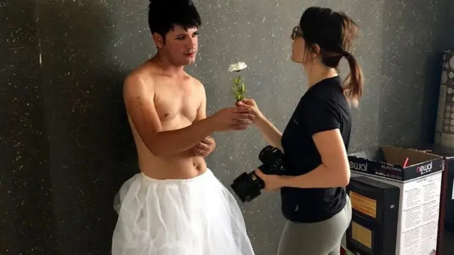 Silvia with a gay man