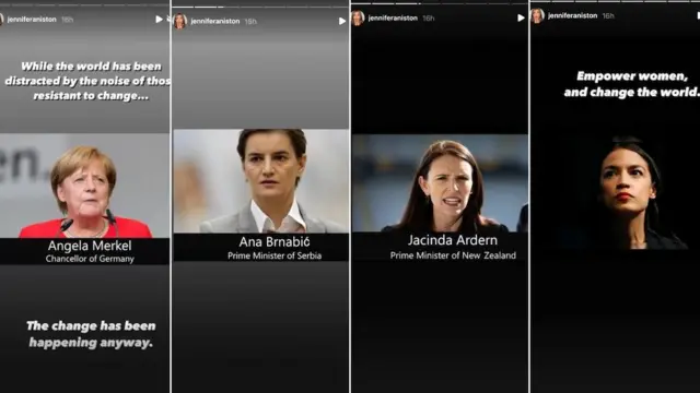 angela merkel, ana brnabić, džasinda ardern i Aleksandrija okazio kortez na instagramu Dženifer ENiston