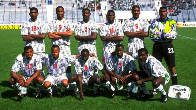 Un onze du Nigeria lors de la CAN 1994, en Tunisie.