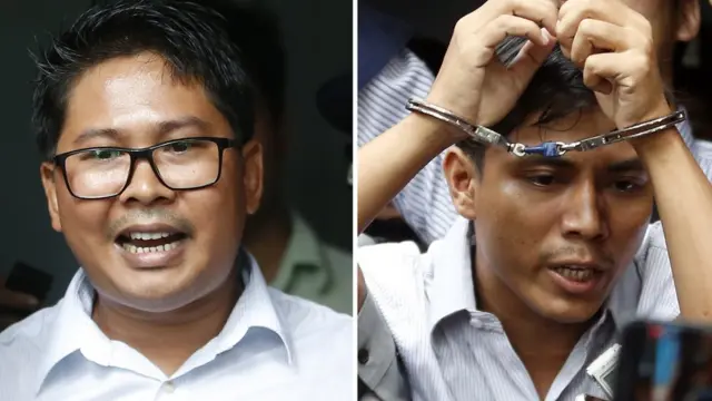 Wa Lone bersama sesama wartawan Reuters Kyaw Soe Oo