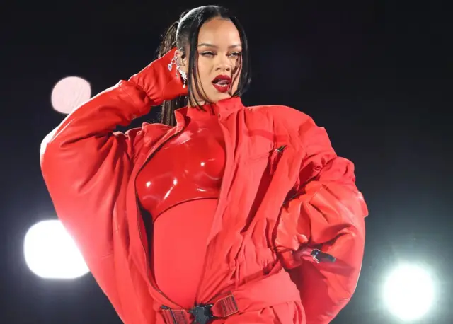 Rihanna performs at the Super Bowl half-time show