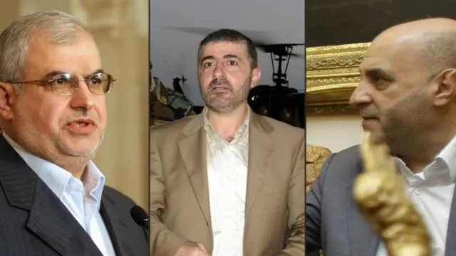 أمين شري (يمين) ووفيق صفا (الوسط) ومحمد حسن رعد (اليسار)