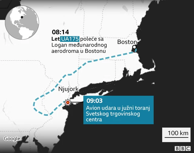 Let UA175 poleće iz Bostona