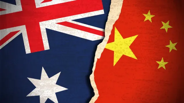 Bandeiras da China e da Australia