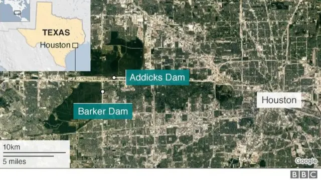 Biyo xireennada Houston ee kala ah Addicks iyo Barker