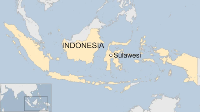 A BBC map showing the location of Sulawesi, an Indonesian island