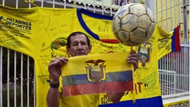 Un supporter de l'équipe nationale de l'Equateur au Brésil en 2014