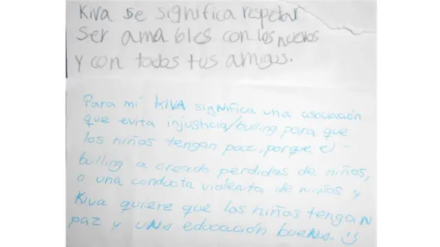 Nota de los alumnos del colegio Erik Erikson.