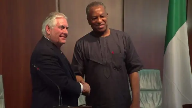 US Secretary of State Rex Tillerson with Nigeria Minister of Foreign Affairs Geoffrey Onyeama