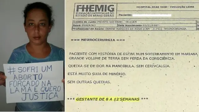 Montagem mostra Priscila e laudo médico que atesta gravidez