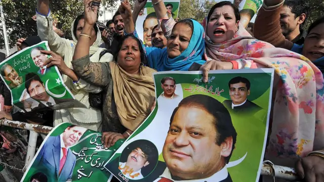 નવાઝ શરીફના સમર્થકો રેલી કાઢી રહ્યા છે