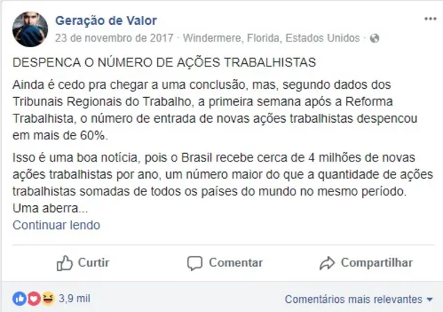 Reproduçãobetano app apostasuma postagem da página Geraçãobetano app apostasValor que comenta notícia sobre a Justiça do Trabalho