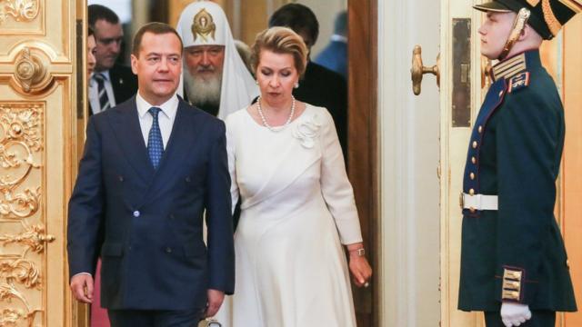 Дмитрий Медведев с супругой на инаугурации Владимира Путина
