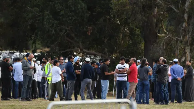 Mourners gather for the first funeral of the 50 victims of the mosque shootings at the Memorial Park Cemetery in Christchurch, New Zealand