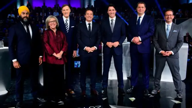 விவாத மேடை நிகழ்வில் கட்சி தலைவர்கள்