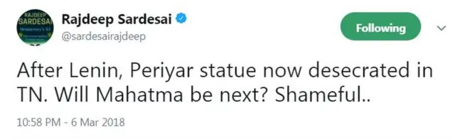 वरिष्ठ पत्रकार राजदीप सरदासई का ट्वीट