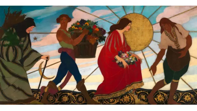 لفصول الأربعة كما جسدها الرسام الأمريكي ويليام كلارك رايس (1923)