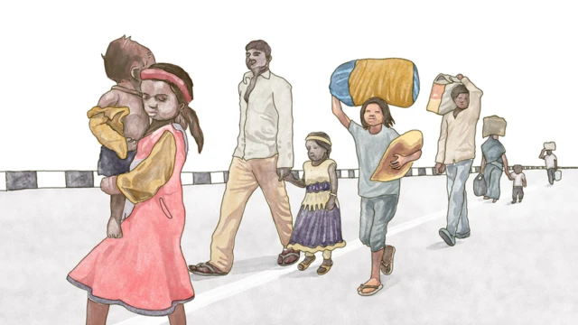 શ્રમિકોની હિજરતનું ઇલોસ્ટ્રેશન