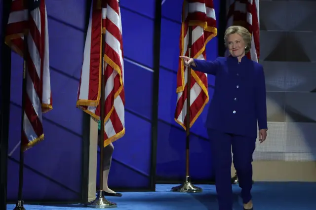 Hillary Clinton in a pantsuit