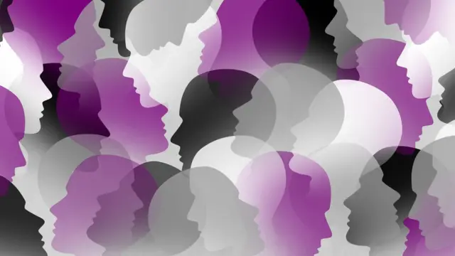 Ilustración de figuras con los colores de reivindicación de la asexualidad
