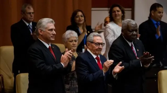 Diaz Canel and Raul Castro