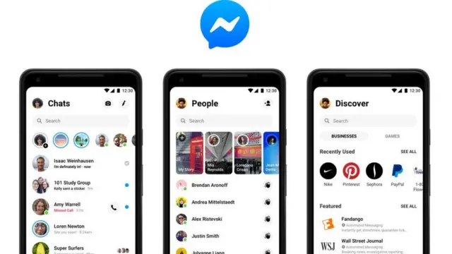 Imagen de celulares con la aplicación abierta de Messenger