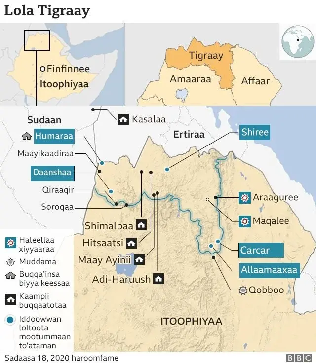 Bakkeewwan ijoo Lola Tigraay keessa adeemaa jiru agarsiisu