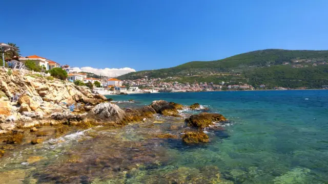 Una vista de Samos, Grecia