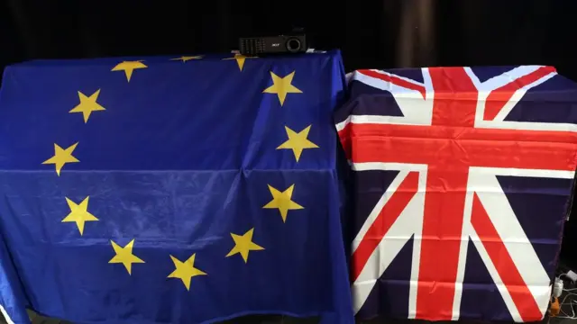 Bandera europea y británica