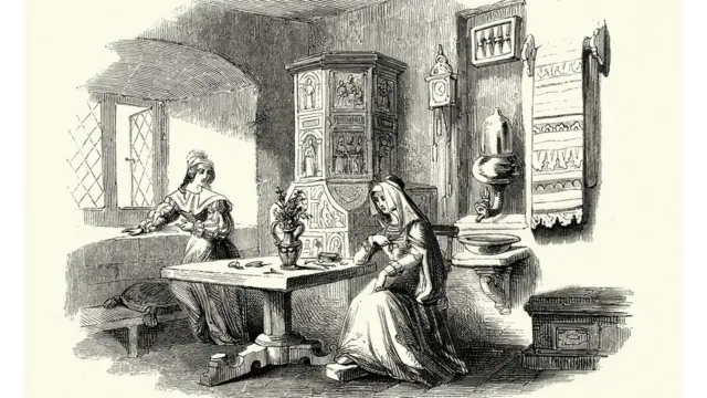 Orta əsrlər dövrünə aid qəsrin interyeri.