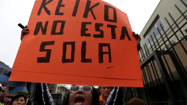 Pancarta en apoyo a Keiko