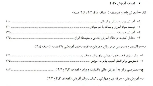 در سند آموزشی ۲۰۳۰ به برابری فرصت تحصیل برای زنان تاکید شده است