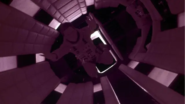 A representation of an astronaut in the spaceship Discovery One from the set of the film '2001: A Space Odyssey'