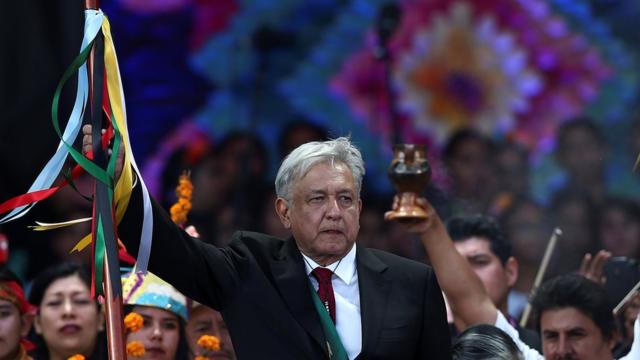 Andrés Manuel López Obrador durante a cerimônia de posse, em dezembro de 2018