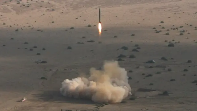 Iran's Revolutionary Guards fire a Shahab-2 long-range ballistic missile.