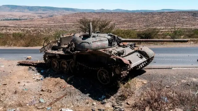 የወደመ ታንክ መቀለ አቅራብያ