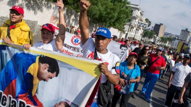 Manifestación de partidarios de Nicolás Maduro este jueves en Caracas.