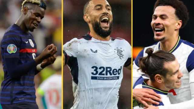 Paul Pogba (left), Kemar Roofe and Dele Alli (right)