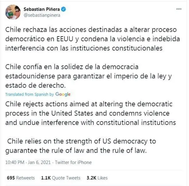 Aarẹ orilẹ-ede Chile, Sebastian Pinera