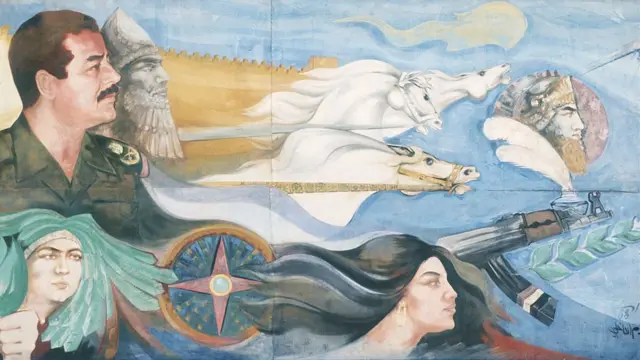 Плакат и изображением Саддами хуссейна