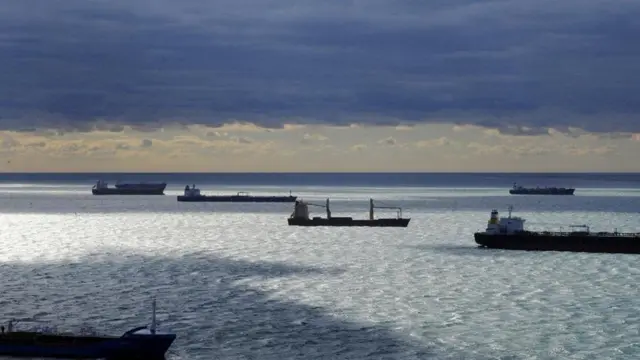 عدد من البواخر في المياه