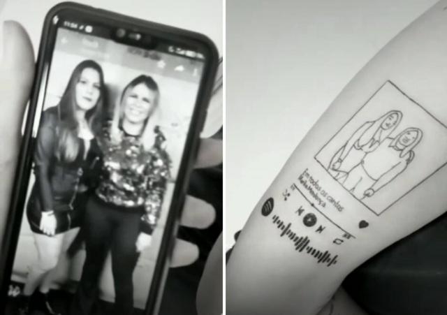 Fã tatua foto com Marilia Mendonça no braço