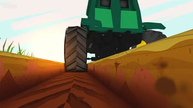 Tractor haciendo un surco en la tierra
