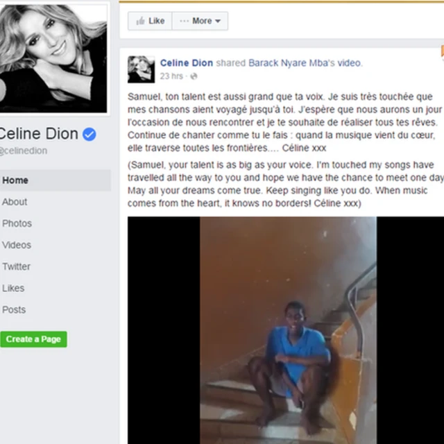 La star québécoise a adressé un message et partagé la vidéo de Samuel sur sa page Facebook