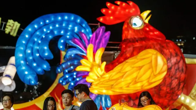 新加坡华人人口占该国总人口近3/4，因此鸡年庆祝“年味十足”