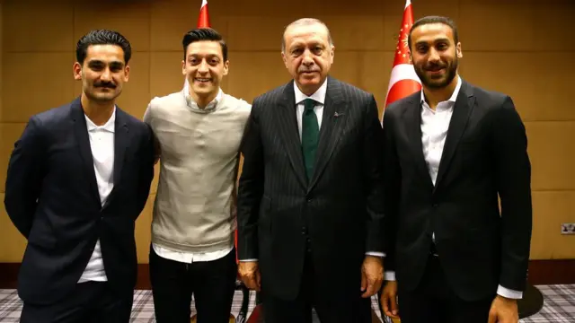 Premier League stars with Mr Erdogan in London