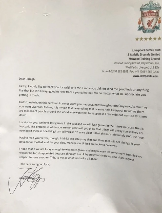 The letter from Klopp